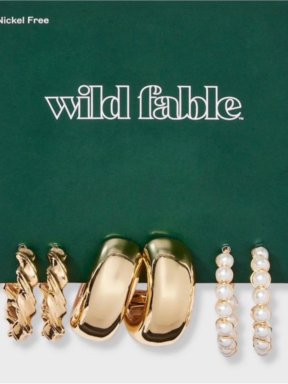 wild fable Gold Hoop and Pearl Mix Earring Set
